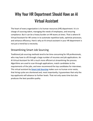 Why Your HR Department Should Have an AI Virtual Assistant