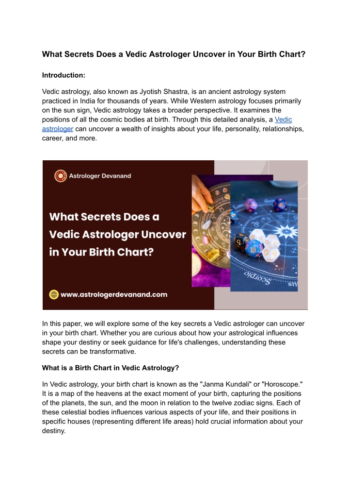 what secrets does a vedic astrologer uncover