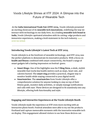 Voods Lifestyle Shines at IITF 2024_ A Glimpse into the Future of Wearable Tech
