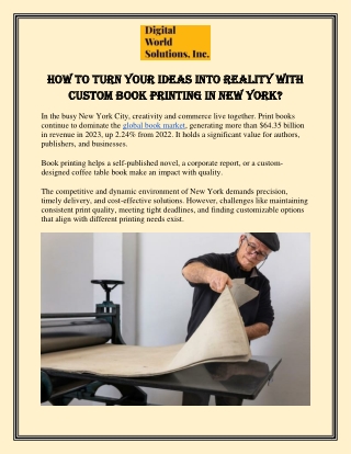How to Turn Your Ideas into Reality with Custom Book Printing in New York