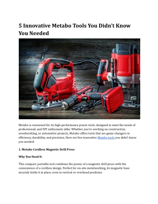 5 Innovative Metabo Tools You Didn’t Know You Needed