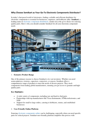 Why Choose Semikart as Your Go-To Electronic Components Distributor?