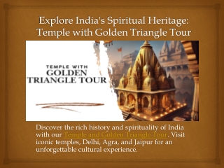 Explore India's Spiritual Heritage: Temple with Golden Triangle Tour