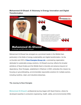 Mohammed Al-Ghazal_ A Visionary in Energy Innovation and Digital Transformation