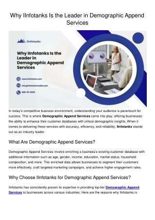 why iinfotanks is the leader in demographic