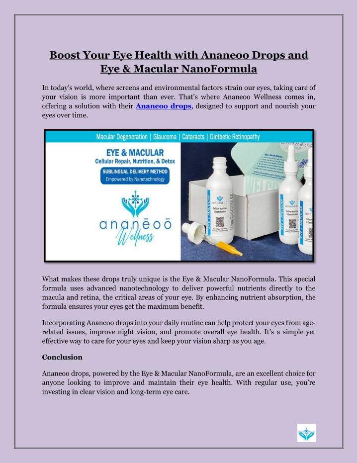 boost your eye health with ananeoo drops