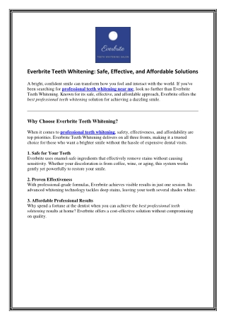 Everbrite Teeth Whitening - Safe Effective and Affordable Solution