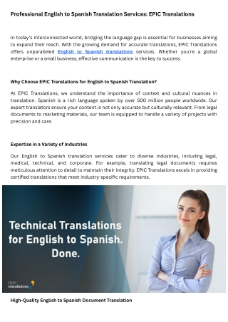 Professional English to Spanish Translation Services EPIC Translations