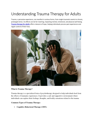 Understanding Trauma Therapy for Adults