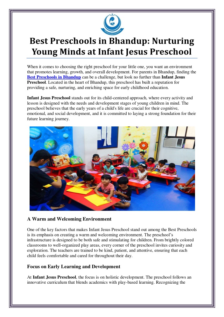 best preschools in bhandup nurturing young minds