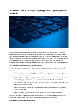 The Ultimate Guide to Choosing the Right Replacement Laptop Keyboard for Your Device