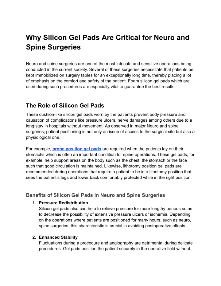 why silicon gel pads are critical for neuro