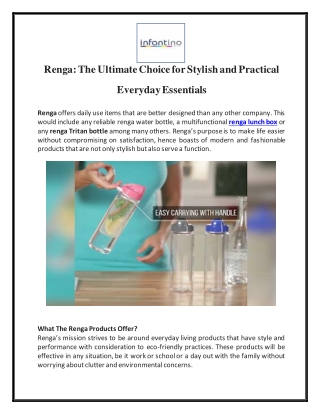 Renga The Ultimate Choice for Stylish and Practical Everyday Essentials