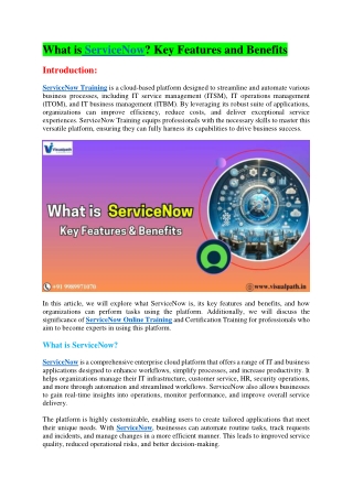 what is servicenow key features and benefits