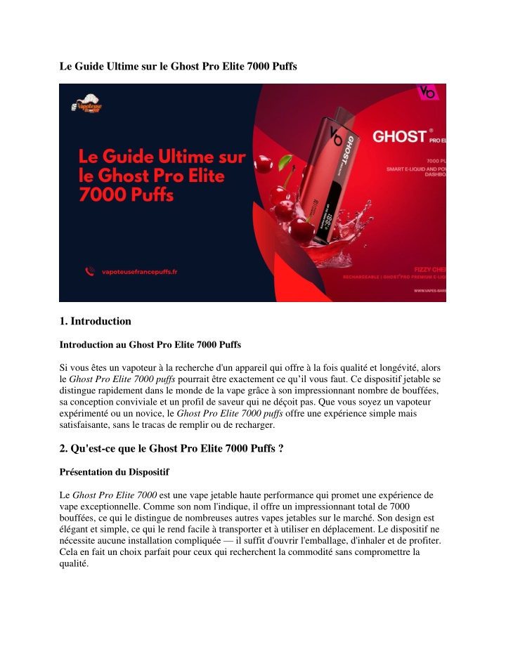 le guide ultime sur le ghost pro elite 7000 puffs