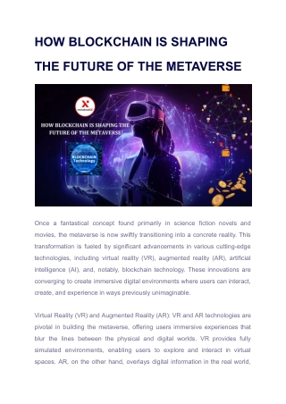 HOW BLOCKCHAIN IS SHAPING THE FUTURE OF THE METAVERSE