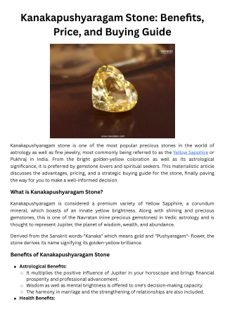 Kanakapushyaragam Stone: Benefits, Price, and Buying Guide