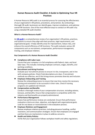 human resource audit checklist a guide