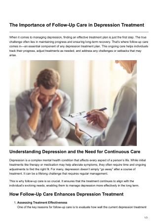 The Importance of Follow-Up Care in Depression Treatment