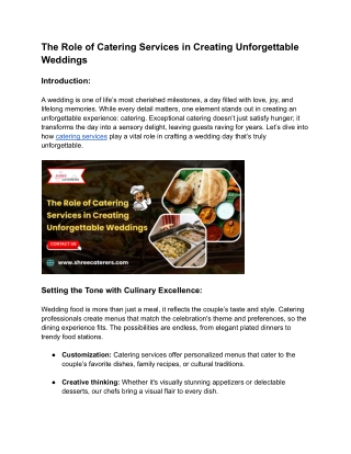 The Role of Catering Services in Creating Unforgettable Weddings