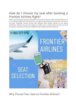 How do I choose my seat after booking a Frontier Airlines flight?