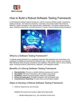 How to Build a Robust Software Testing Framework