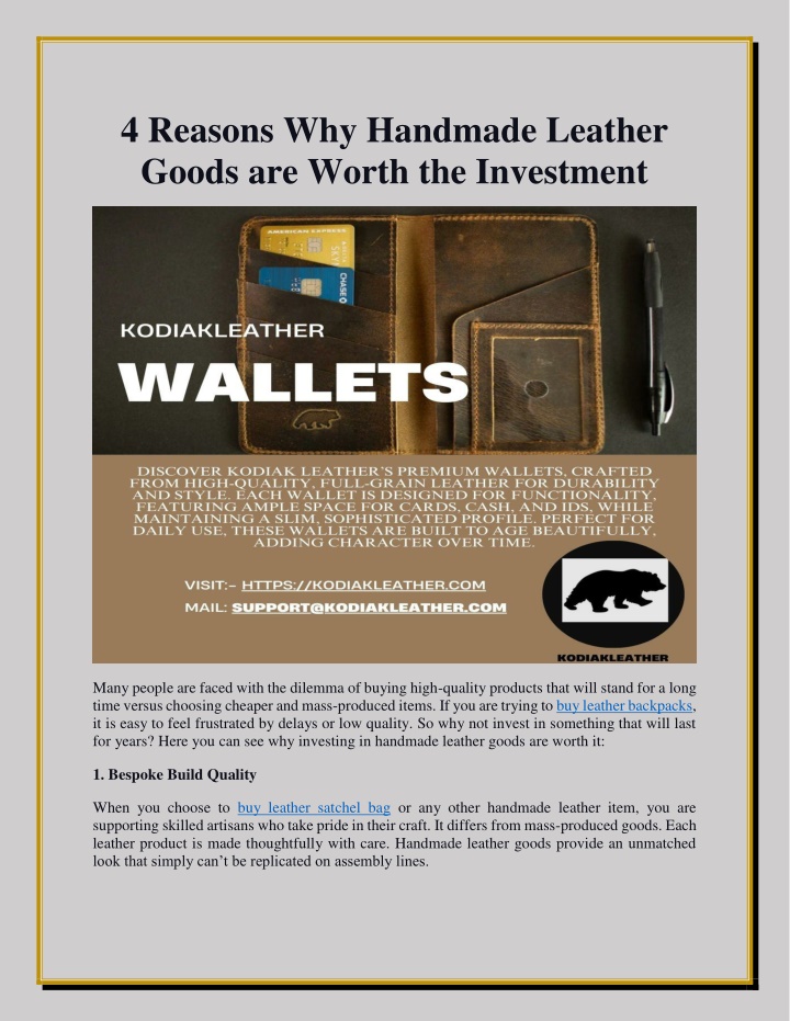 4 reasons why handmade leather goods are worth