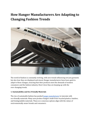 How Hanger Manufacturers Are Adapting to Changing Fashion Trends