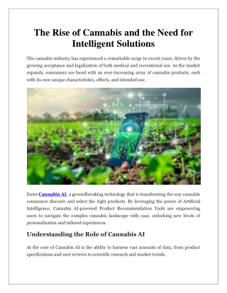 The Rise of Cannabis and the Need for Intelligent Solutions