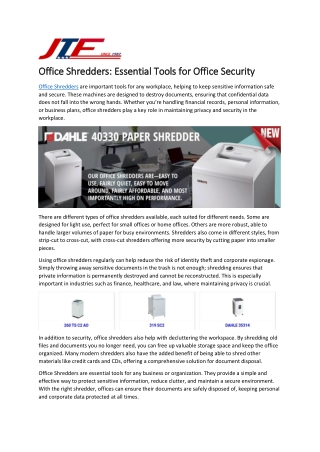 Office Shredders: Essential Tools for Office Security