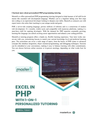 Checkout more about personalized PHP programming tutoring