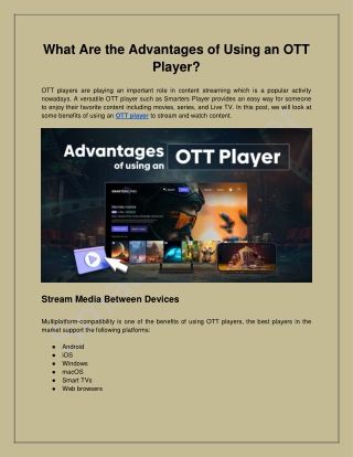 What Are the Advantages of Using an OTT Player