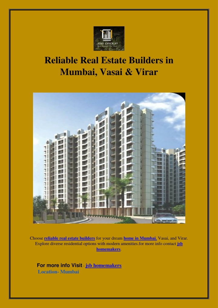 reliable real estate builders in mumbai vasai