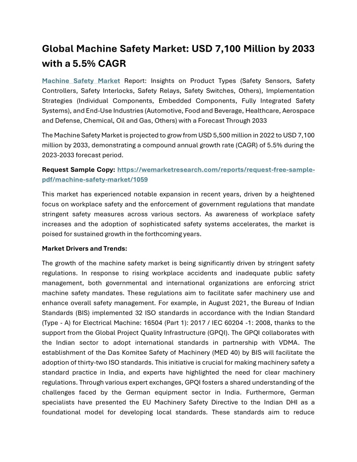 global machine safety market usd 7 100 million