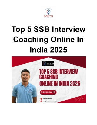 Top 5 SSB Interview Coaching Online In India 2025