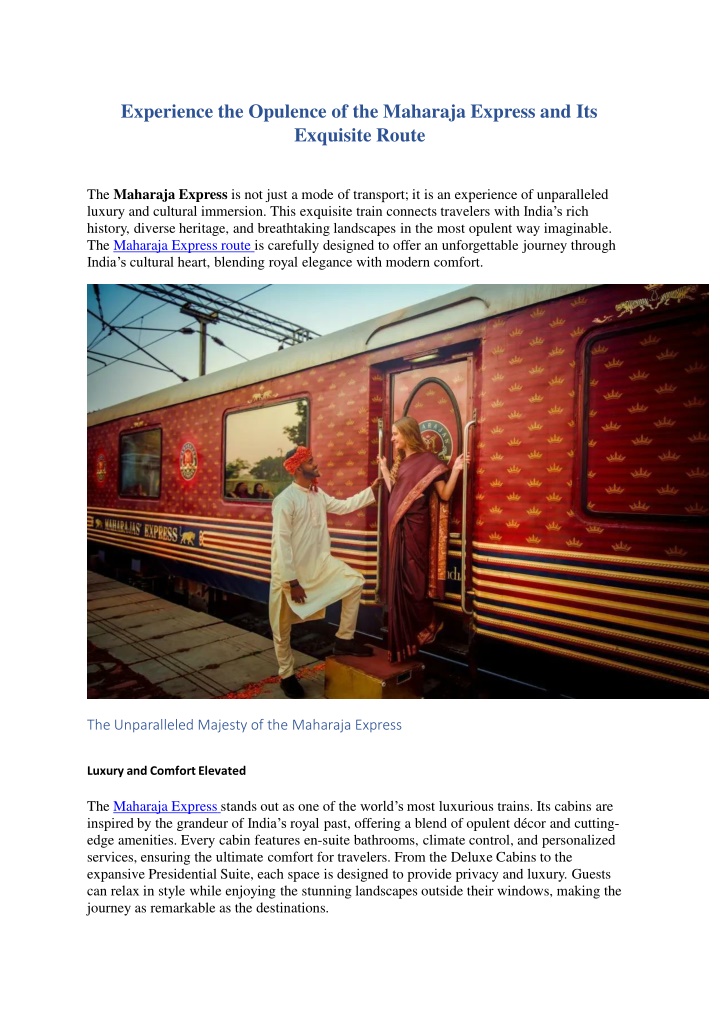 experience the opulence of the maharaja express