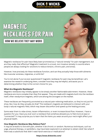 Magnetic Necklaces for Pain How We Believe They May Work