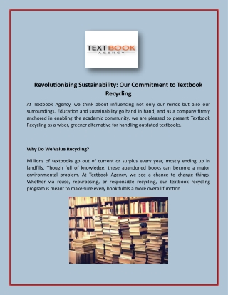 Revolutionizing Sustainability- Our Commitment to Textbook Recycling