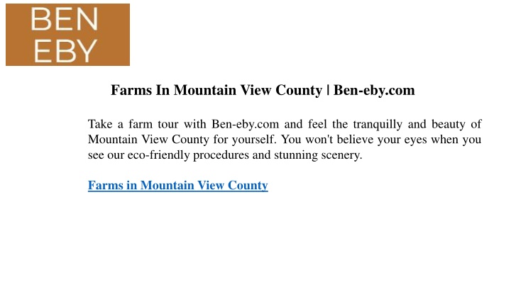 farms in mountain view county ben eby com