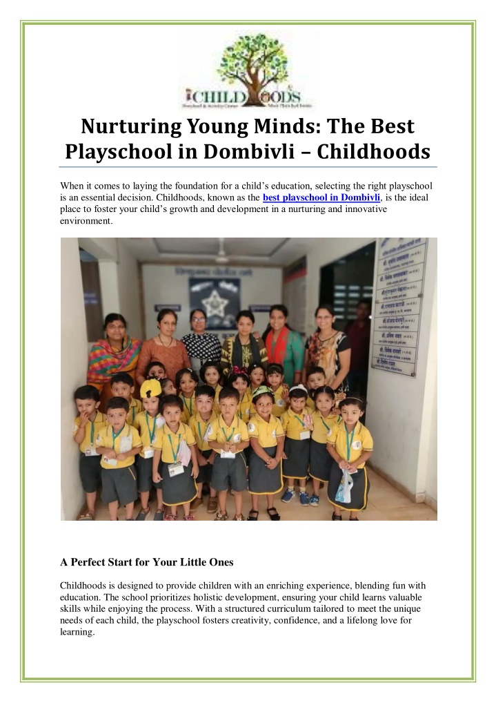 nurturing young minds the best playschool