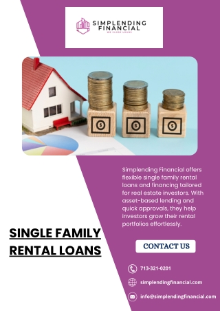 Single Family Rental Loans offerd by Simplending Financial