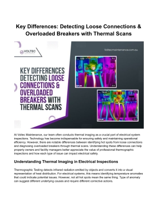 Key Differences: Detecting Loose Connections & Overloaded Breakers with Thermal