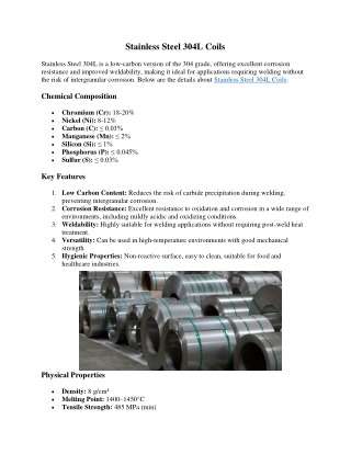 Stainless Steel 304L Coils Manufacturers in India