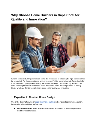 why choose home builders in cape coral