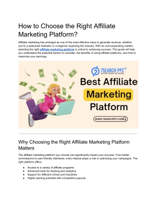 How to Choose the Right Affiliate Marketing Platform?