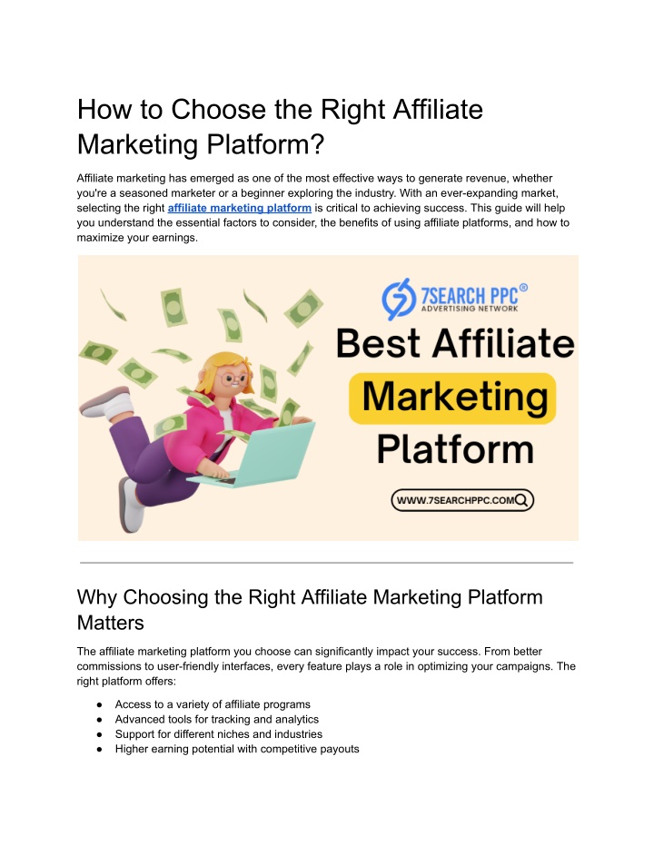 how to choose the right affiliate marketing