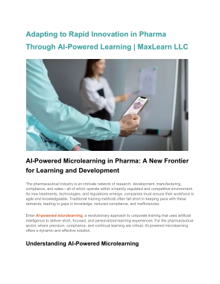 adapting to rapid innovation in pharma