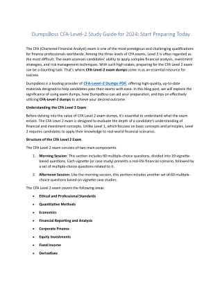 dumpsboss cfa level 2 study guide for 2024 start