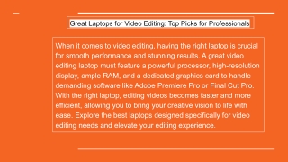 great laptops for video editing top picks