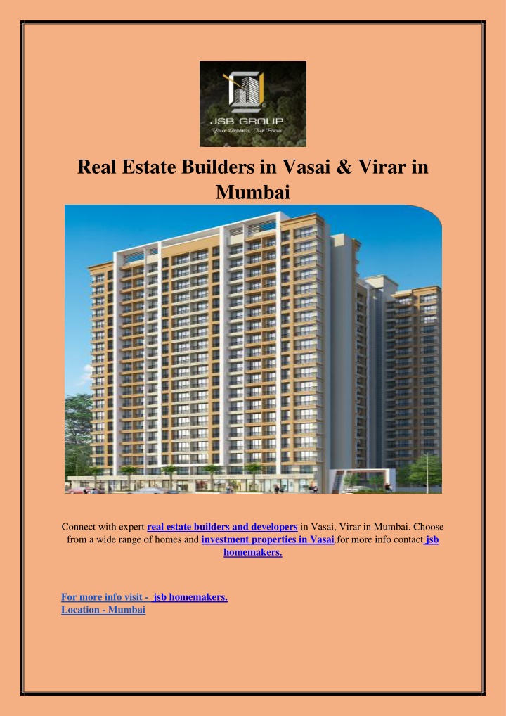 real estate builders in vasai virar in mumbai